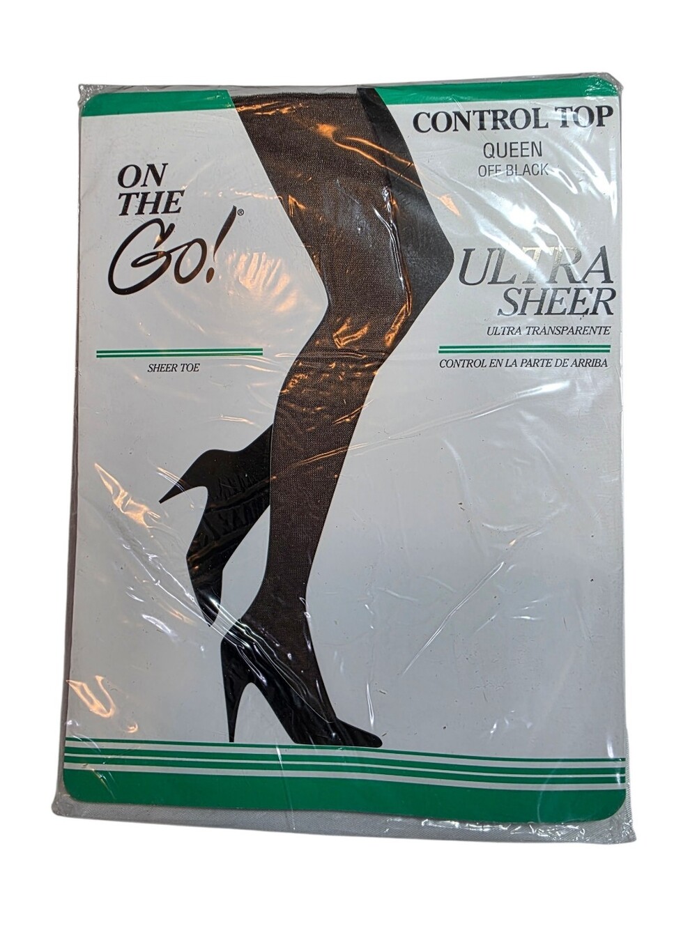 0n The Go Ultra Sheer Control Top Queen Size Hosiery Off Black NEW